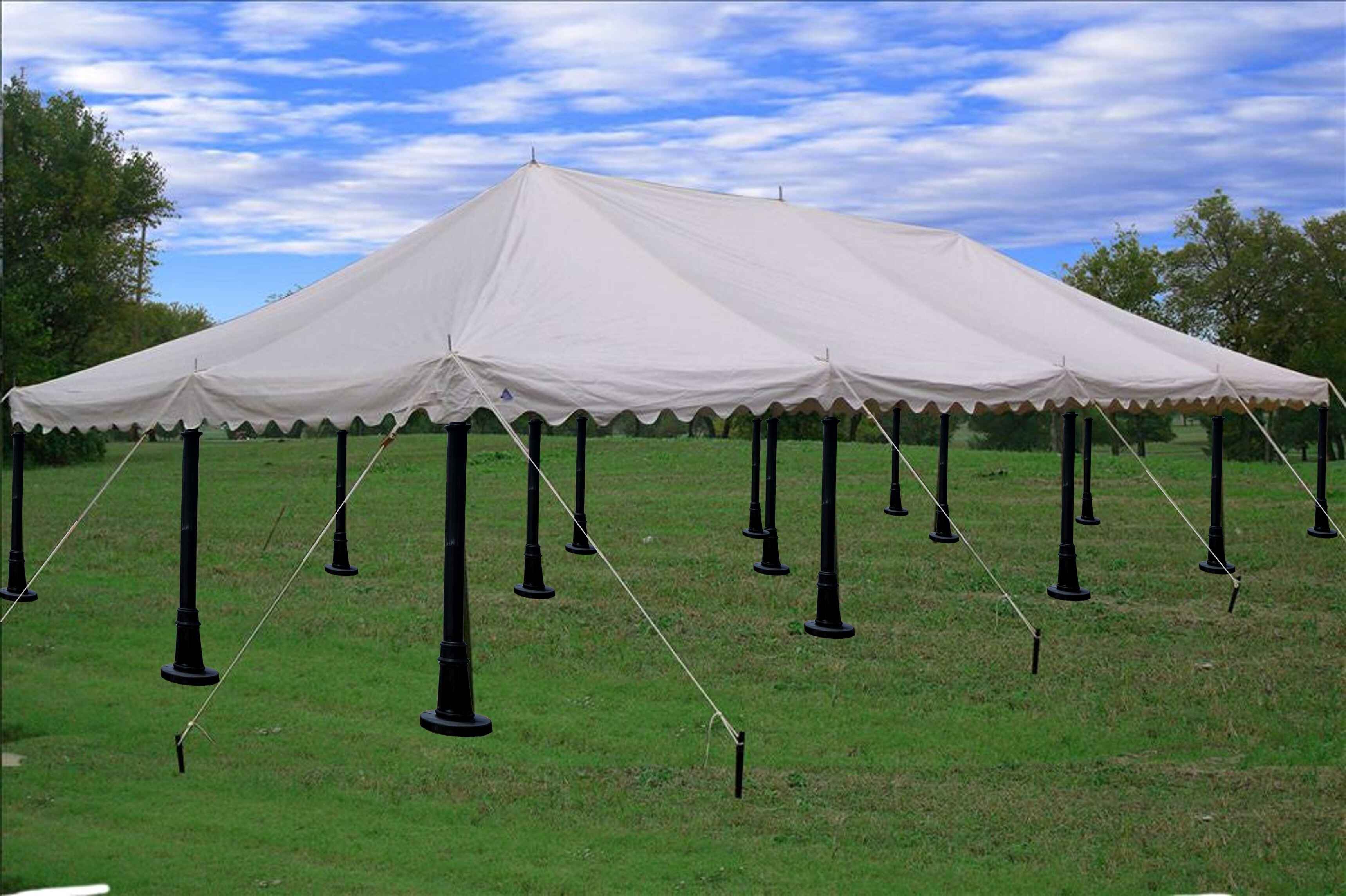 Pole covers on wedding tent poles